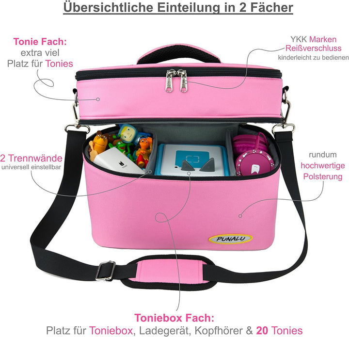 XL Tasche kompatibel mit Toniebox & Toniebox 2 – Grosse Transporttasche für bis zu 40 Tonies, Kopfhö