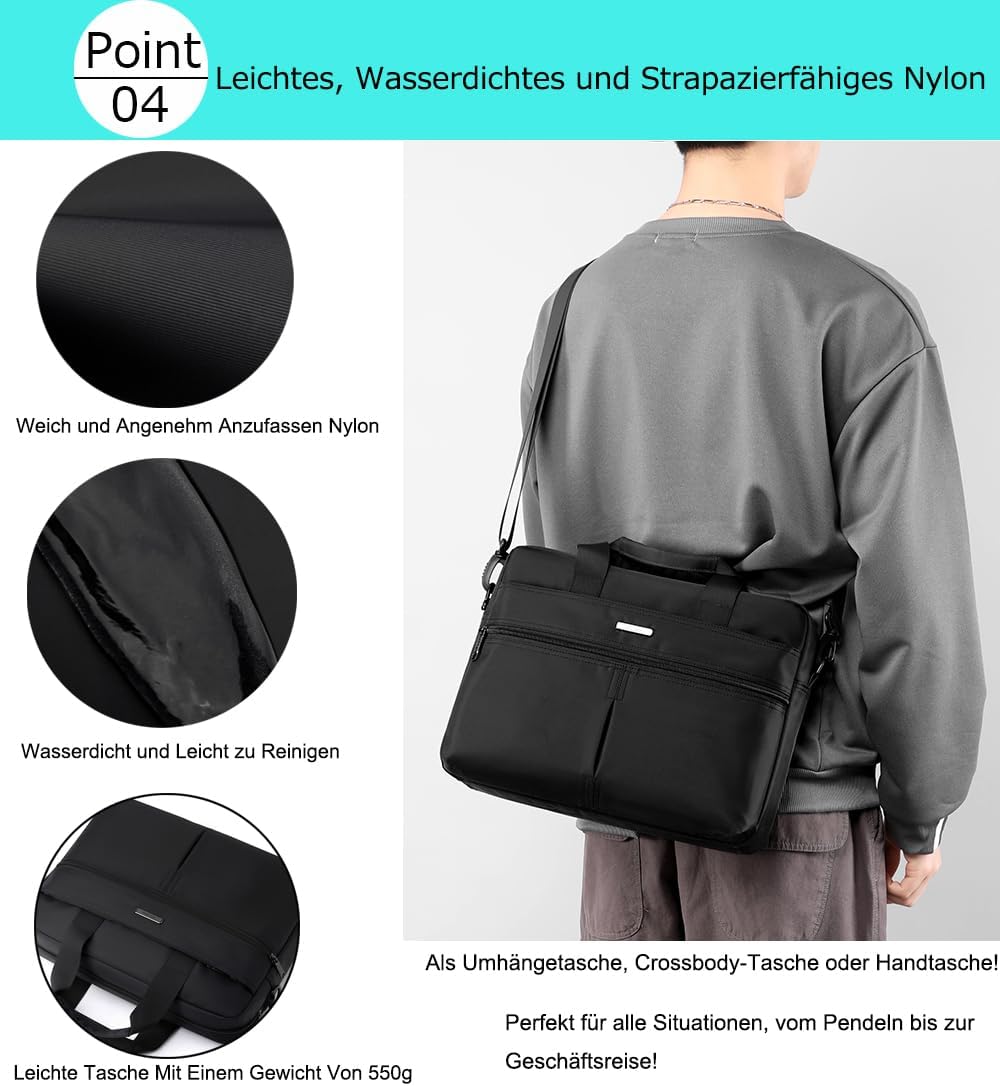 zhongningyifeng Laptoptasche 14 Zoll, Slim Computertasche für Herren Damen, Messenger Umhängetasche,
