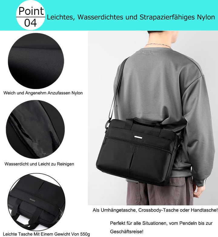 zhongningyifeng Laptoptasche 14 Zoll, Slim Computertasche für Herren Damen, Messenger Umhängetasche,