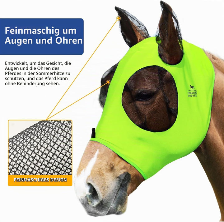 Harrison Howard Super Comfort Stretchy Fly Mask Large Eye Space with UV Protection Soft on Skin with