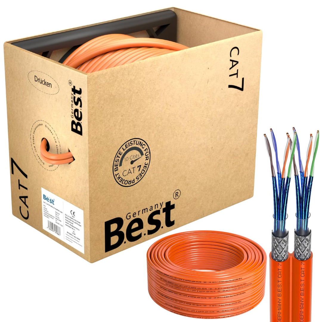 Germany B.e.s.t CAT 7 Verlegekabel 100m Duplex Lan Kabel Kupfer 1000Mhz S/FTP Cat Netzwerkkabel Cat