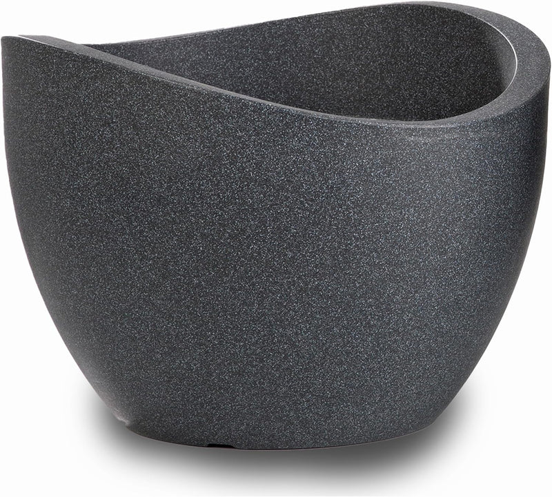 Scheurich Wave Globe, Pflanzgefäss aus Kunststoff, Schwarz-Granit, 50 cm Durchmesser, 37,1 cm hoch,