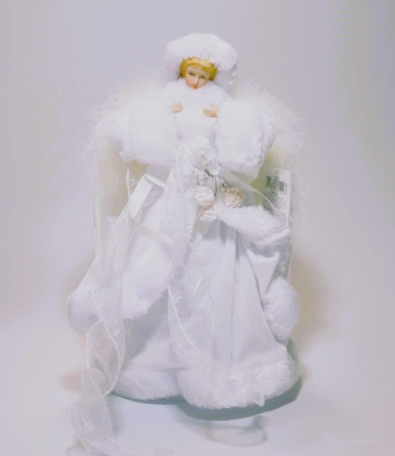 Festliche 30 cm, White Tree Top Angel Resin und Samt