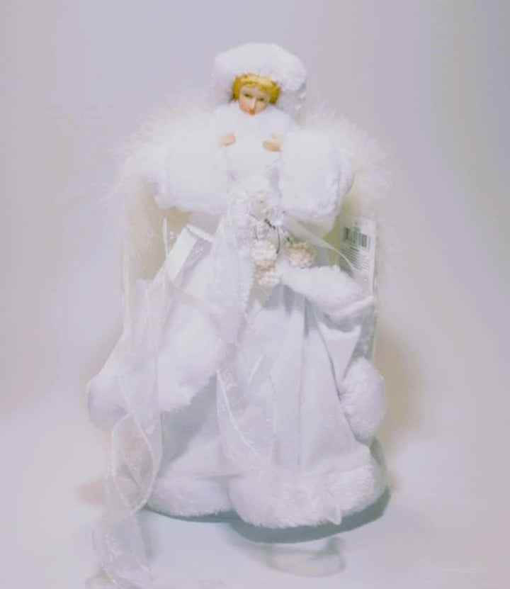 Festliche 30 cm, White Tree Top Angel Resin und Samt