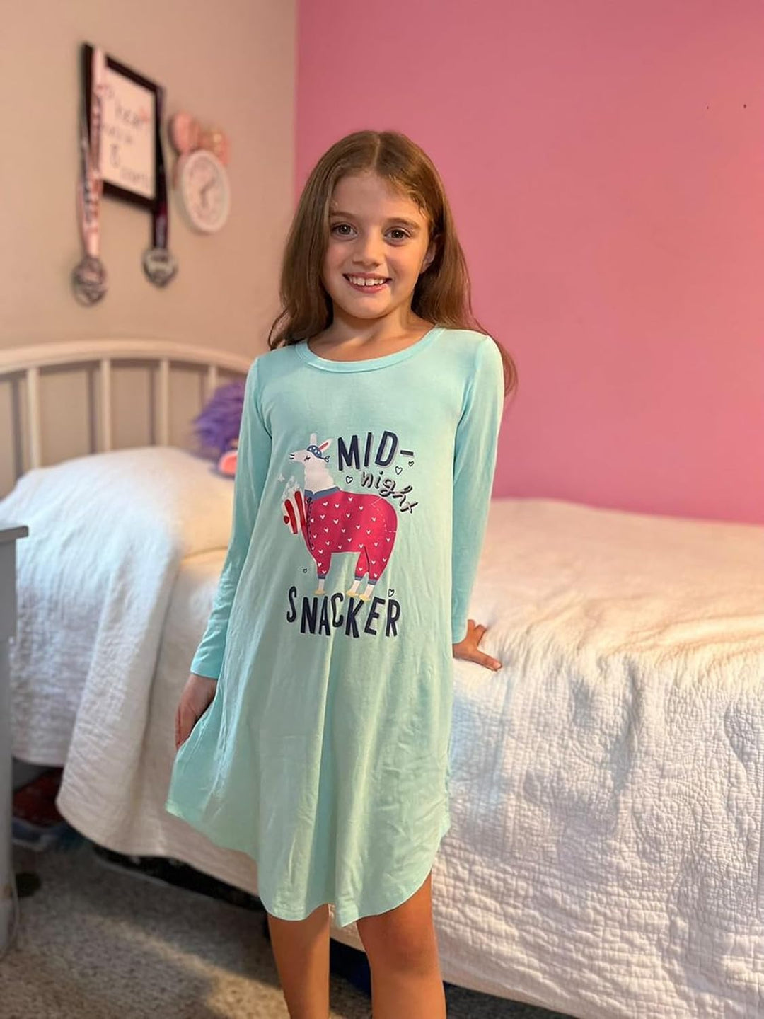 Arshiner Mädchen Nachthemd Langarm Kinder Nachtkleid Baumwolle mit Niedlichen Prints Schlafanzug Kle