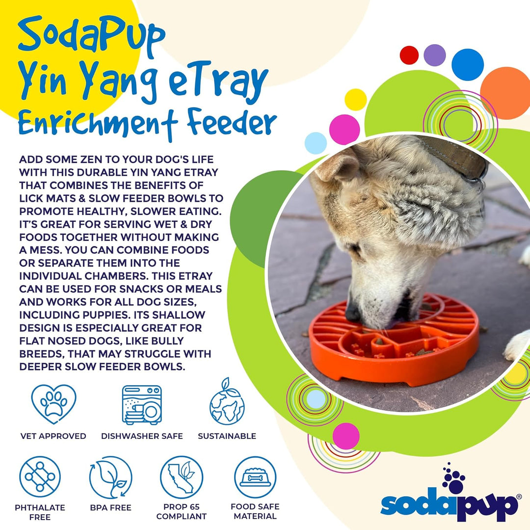 SodaPup Yin Yang eTray – Langlebiger Anreicherungs-Futterspender aus ungiftigem, haustiersicherem, l