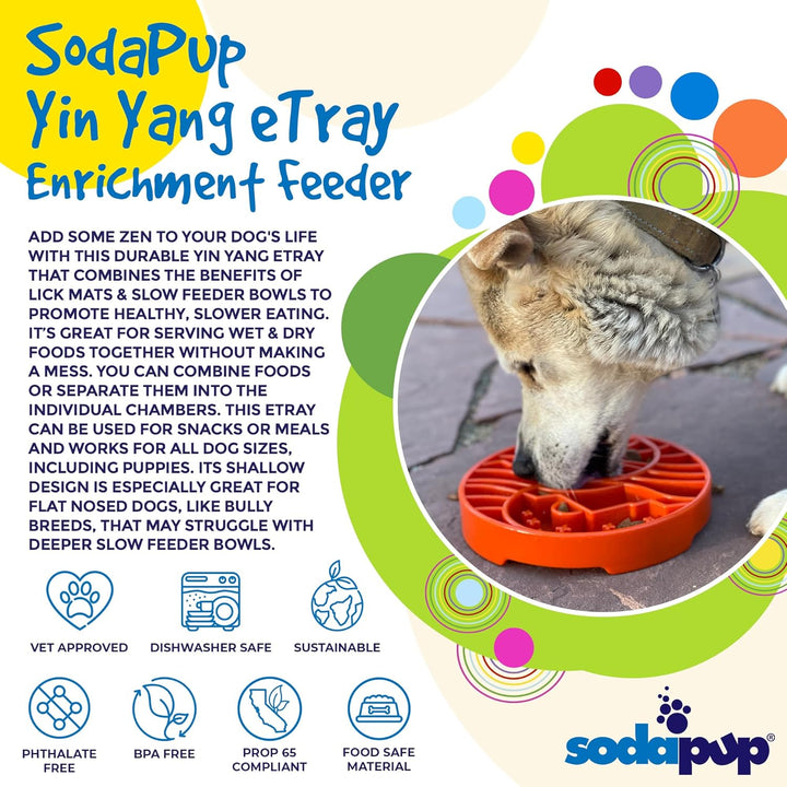 SodaPup Yin Yang eTray – Langlebiger Anreicherungs-Futterspender aus ungiftigem, haustiersicherem, l