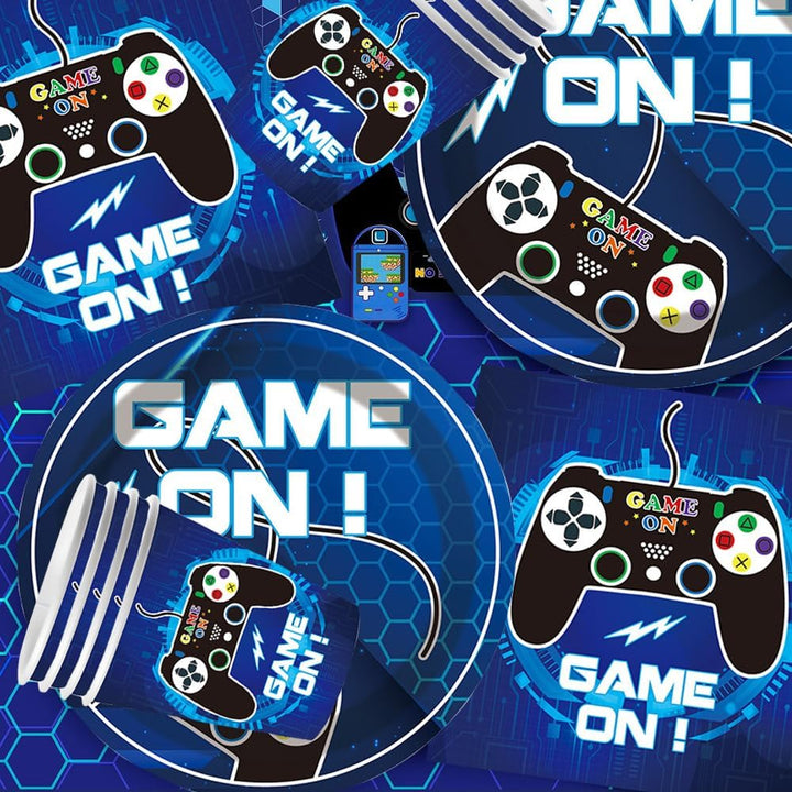YGCHEN Videospiel Partygeschirr Game Kindergeburtstag Deko Spiel Party Geschirr Set Geburtstag Pappb
