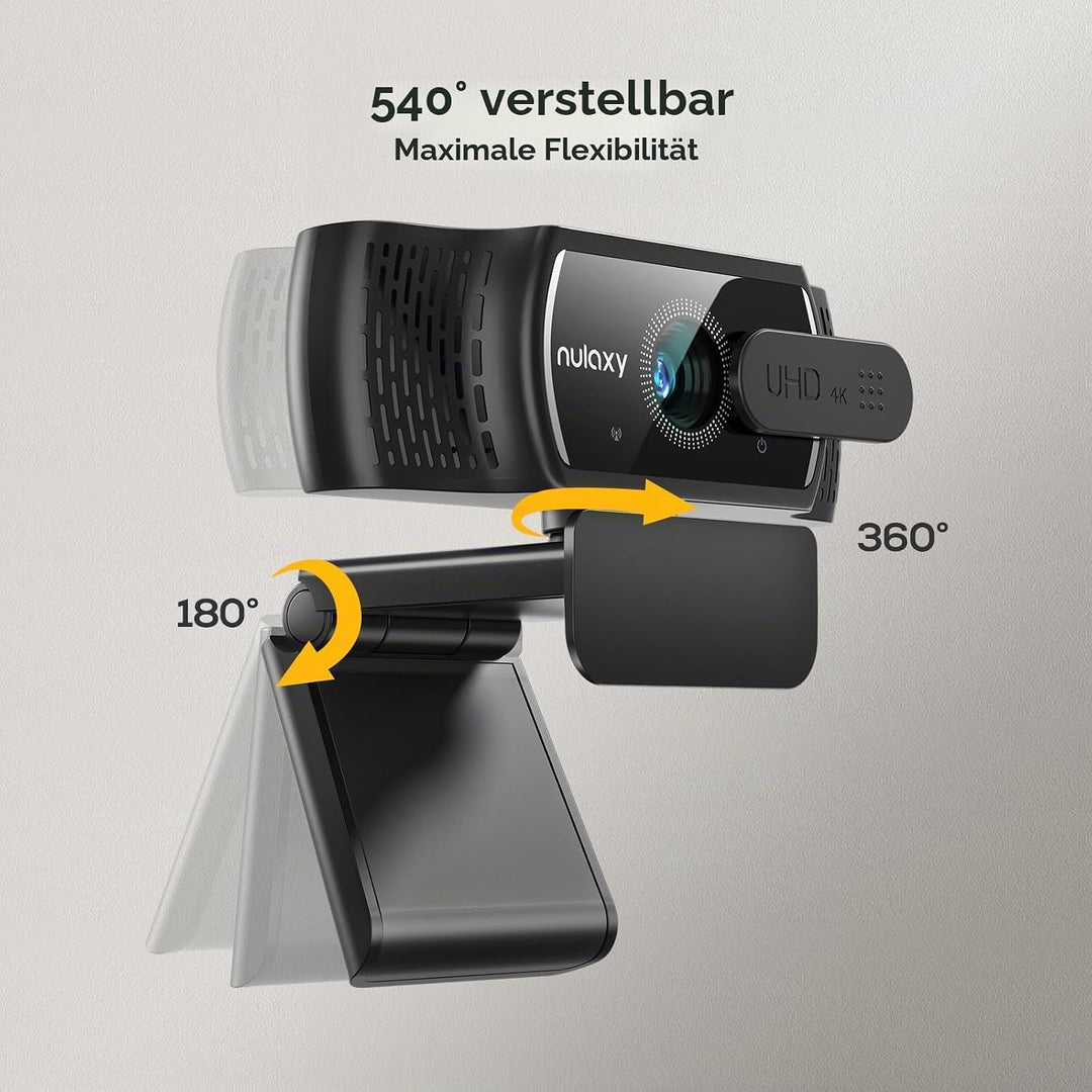 Nulaxy QHD 4K Webcam mit automatischer Lichtkorrektur, zwei geräuschunterdrückenden Mikrofonen, 1,5