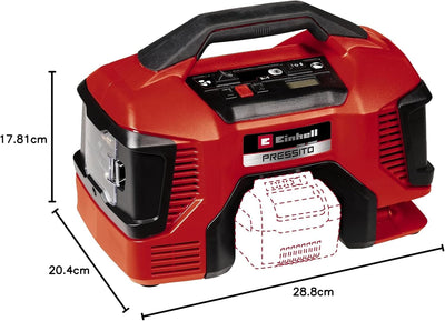 Einhell Akku-Kompressor PRESSITO 18/21 Power X-Change (Li-Ion, 18V, Hoch- u. Niederdruckpumpe, digit