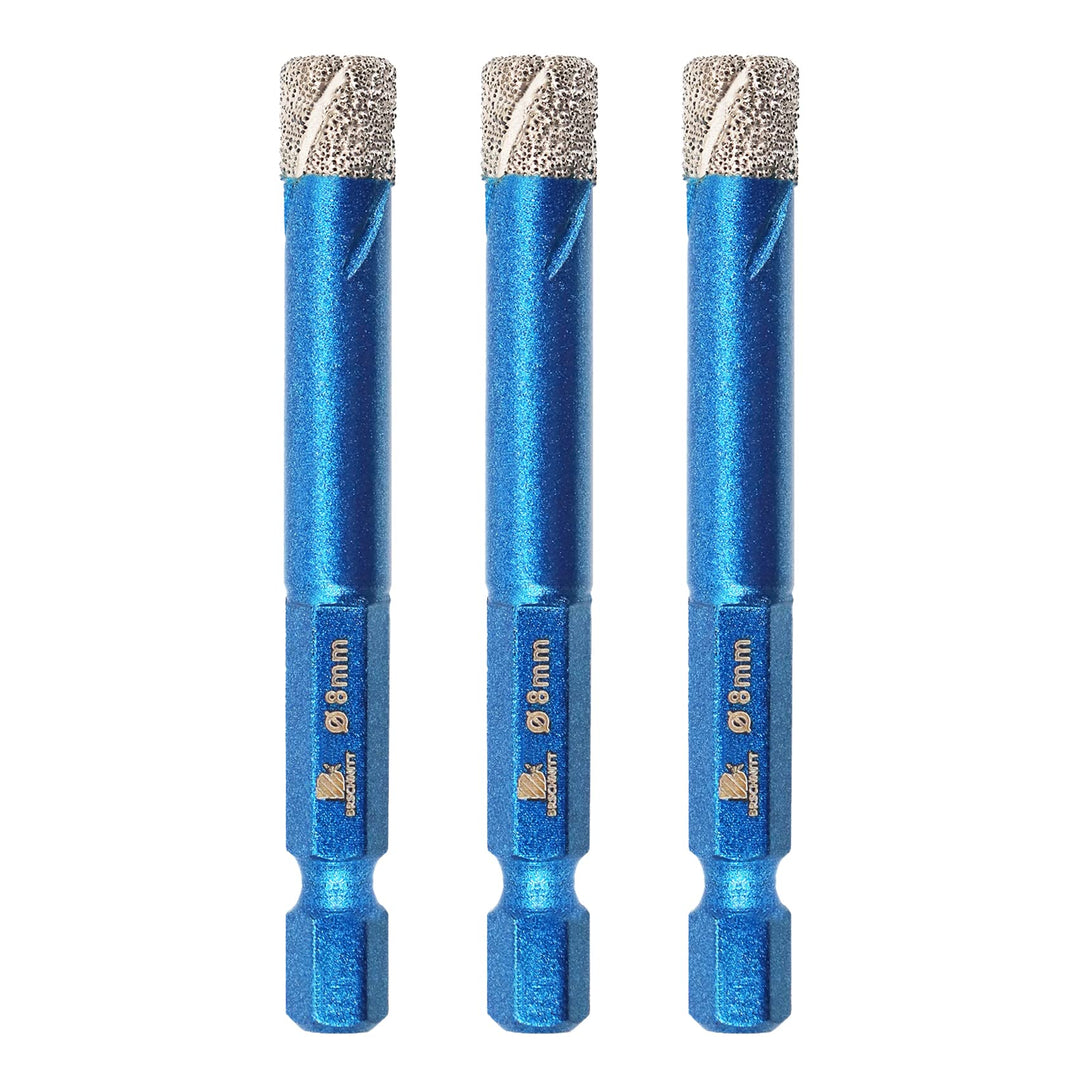 Diamantbohrer Fliesenbohrer Set 8mm - BRSCHNITT 3 Stück Sechskant-Schaft fliesenbohrer set- Lochsäge