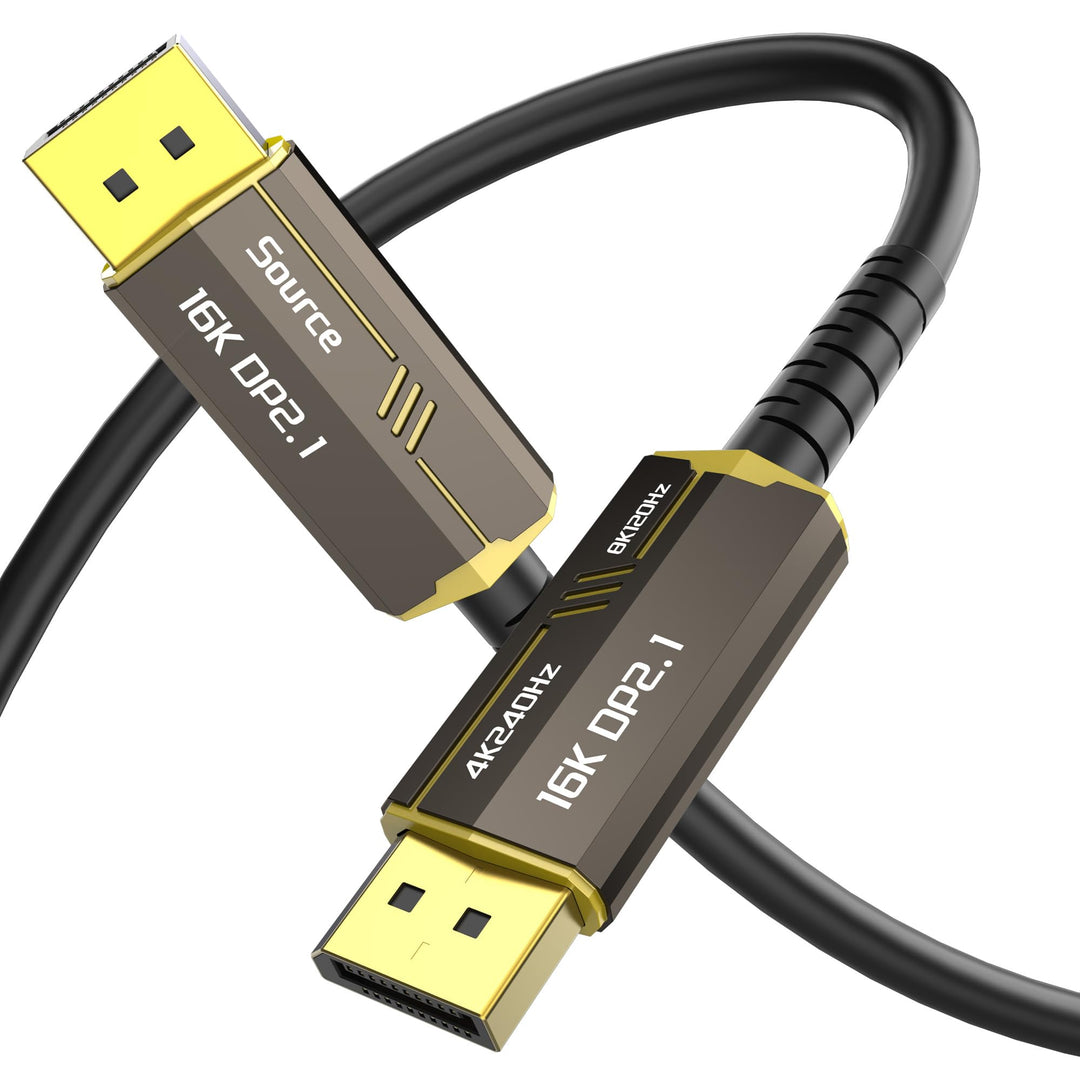 Glasfaser DisplayPort 2.1 Kabel 10M, 16K DisplayPort 2.0 Kabel unterstützt 54 Gbit/s [16K@30 Hz, 8K@