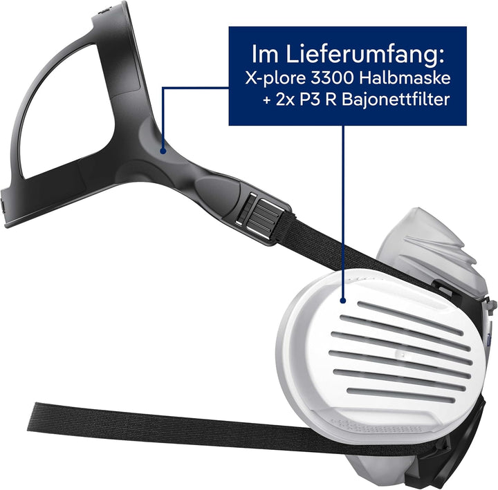 Dräger X-plore 3300 Handwerker Halbmasken-Set inkl. P3 R Partikelfilter | Grösse L | gegen Fein-Stau