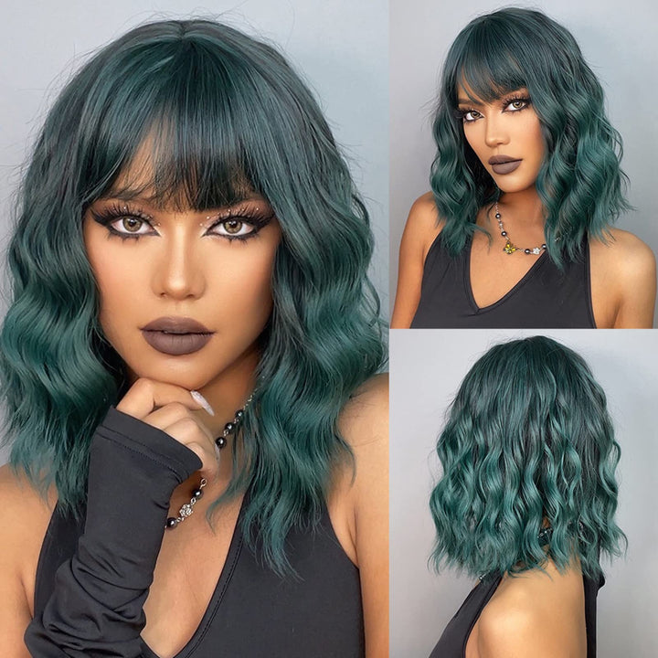 HAIRCUBE Kurze Charming Bob mit Bangs Perücken für Frau Natur Hitzebeständige Synthetische Faser Par