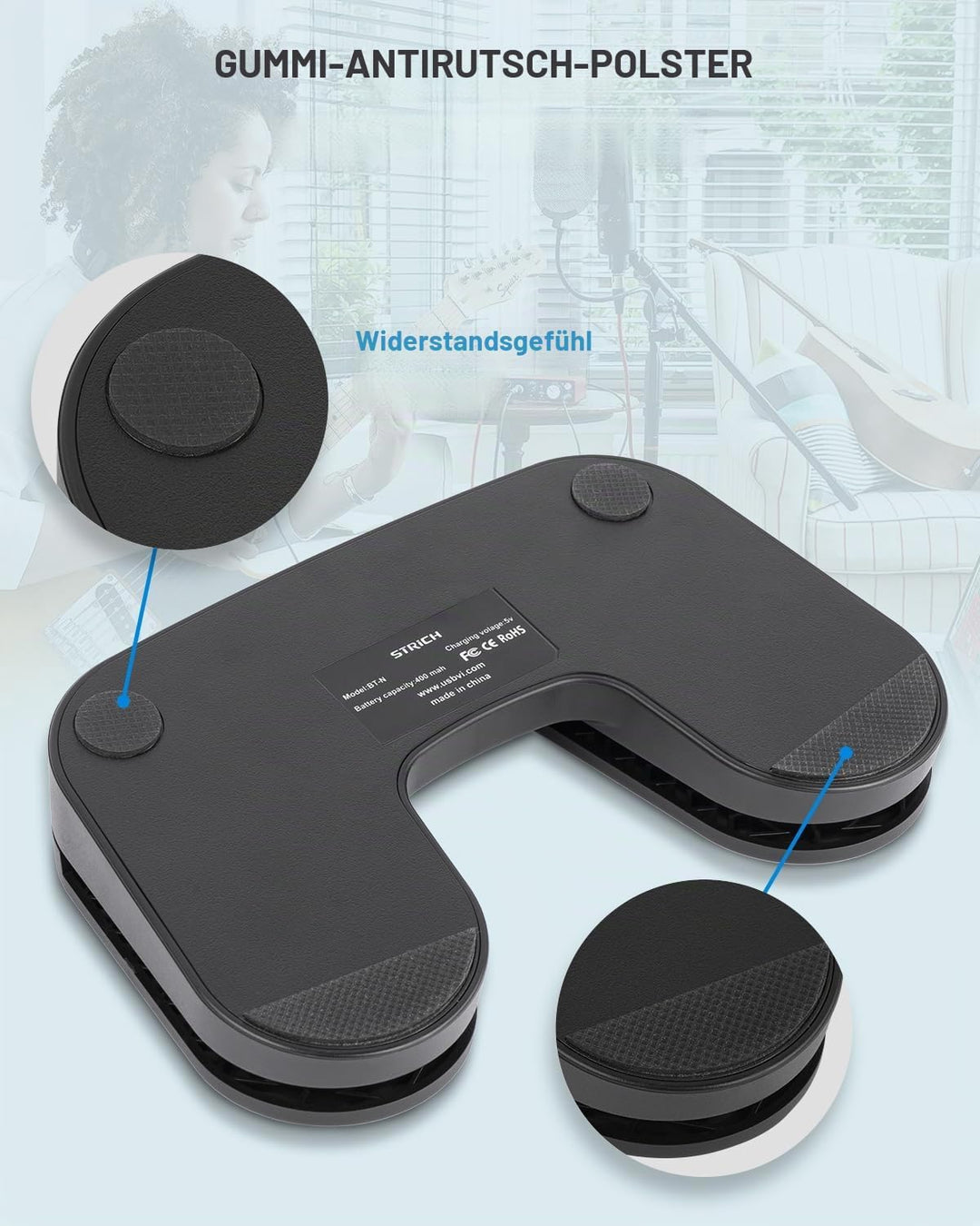 STRICH Drahtloser Page Turner Pedal für iPad, Wiederaufladbares Musikseitenumblätter-Pedal, 5 Modi,