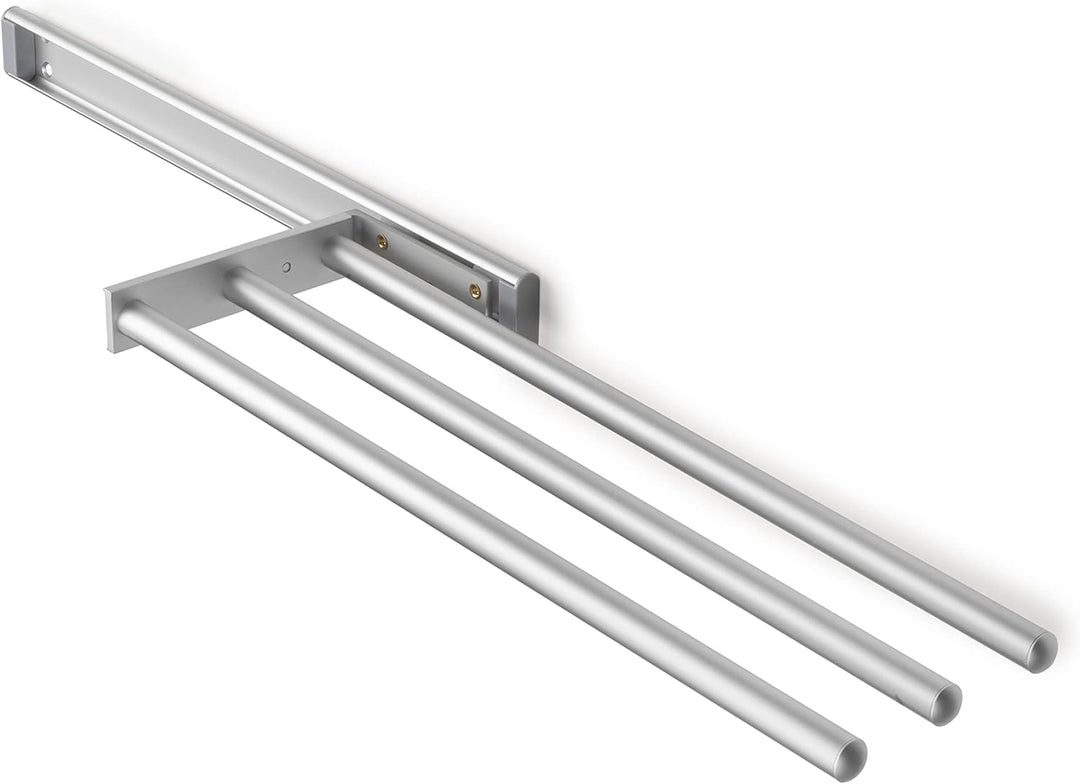 Emuca - Ausziehbarer Handtuchhalter, 3 Arme, handtuchauszug küche oder bad, 440 mm, Aluminium, Matt