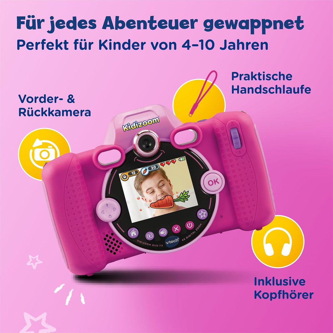 VTech KidiZoom Duo FX in Pink – Robuste Digitalkamera mit kreativen Apps und Spielfunktionen – Für K