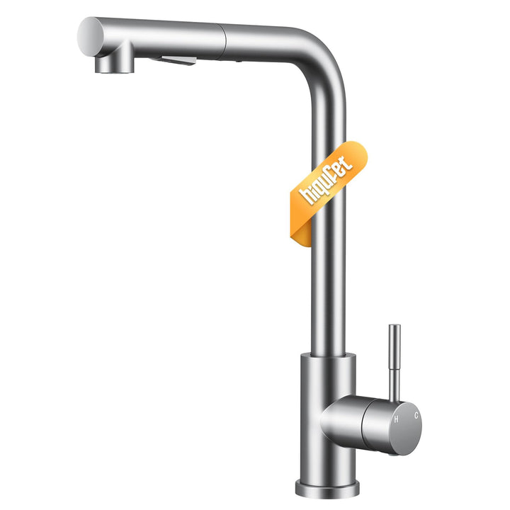 Hiqufet Wasserhahn Küche, Ausziehbare Küchenarmatur mit Sprühbrause aus Edelstahl und 2 Sprühfunktio