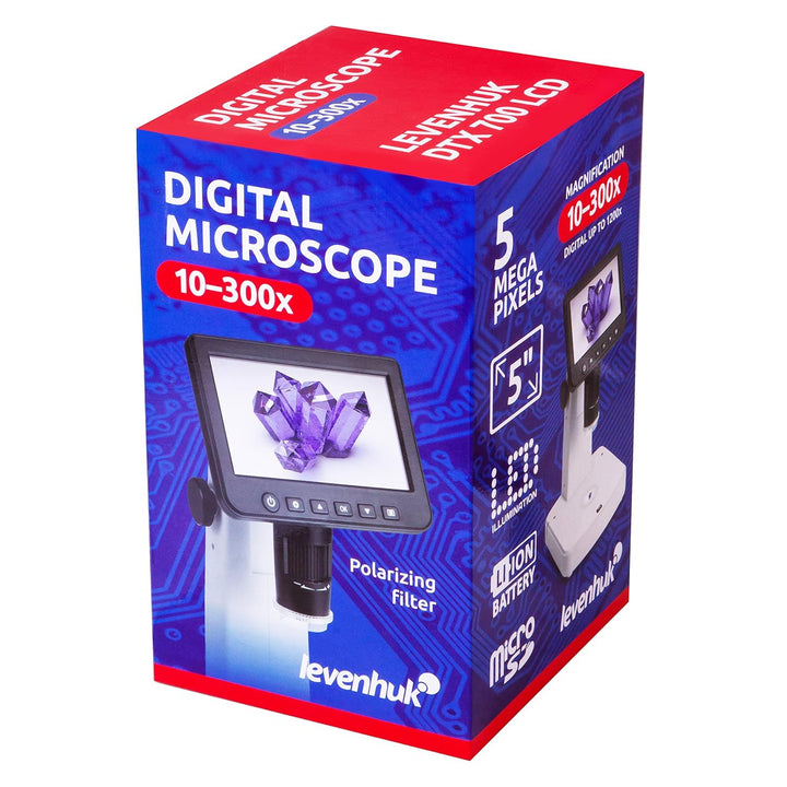 Levenhuk DTX 700 LCD-Digitalmikroskop mit 10- bis 1200-Fachem Zoom, Windows- und Mac OS-Kompatibel