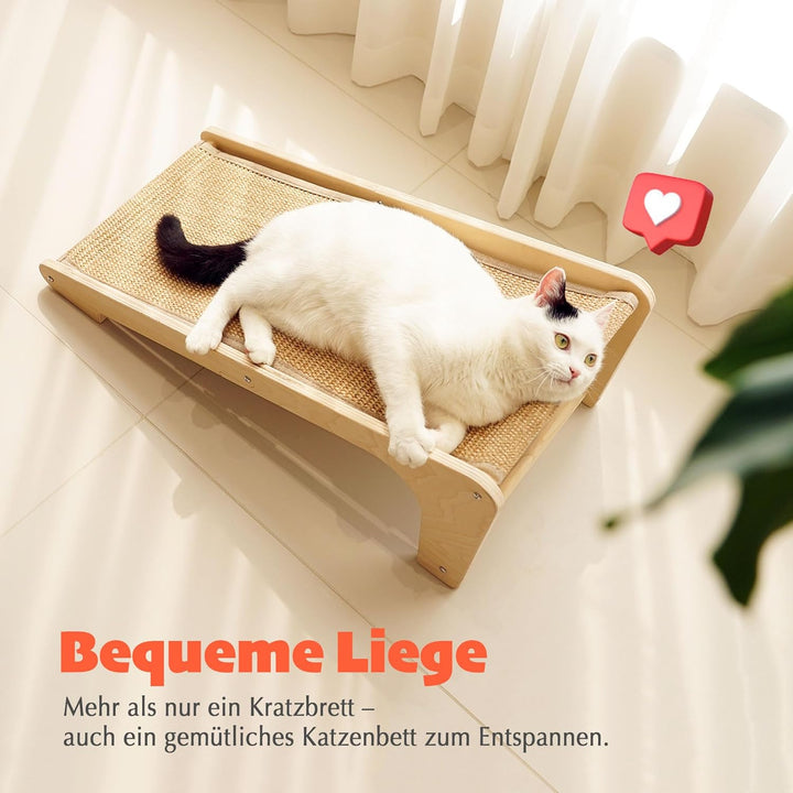 PETKARAY L-förmiges Dual-Use Sisal Kratzbrett für Katzen, 64 cm Hohe Kratzsäule aus Natürlichem Sisa