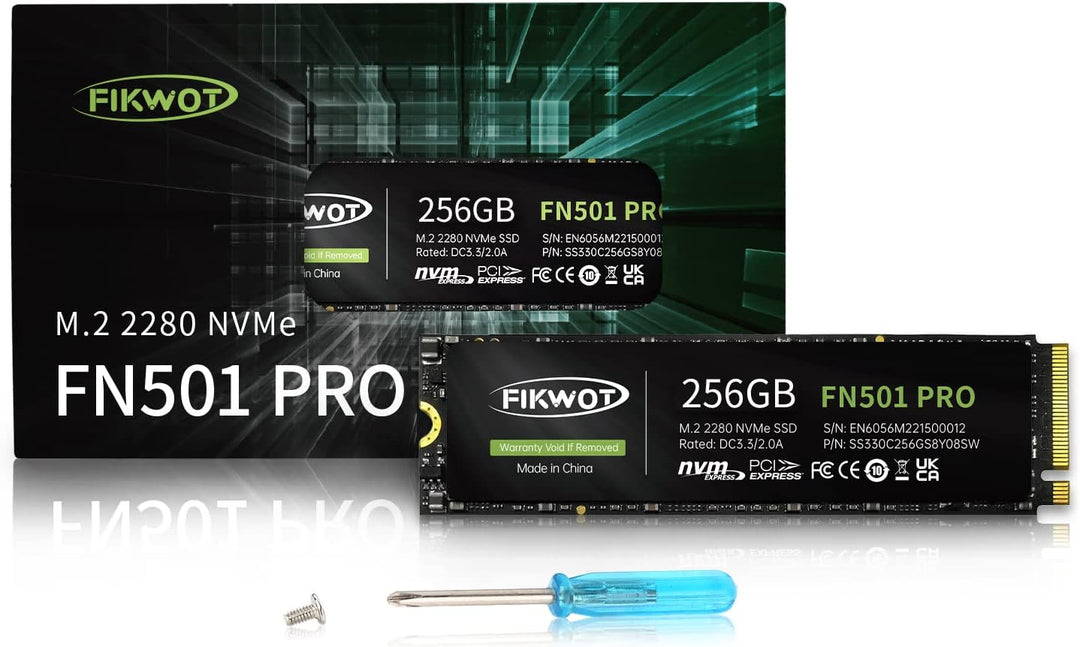 Fikwot FN501 Pro 256GB NVMe SSD - M.2 2280 PCIe Gen3 x4 Internes Solid State Drive mit Graphene Kühl