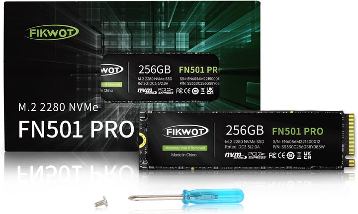 Fikwot FN501 Pro 256GB NVMe SSD - M.2 2280 PCIe Gen3 x4 Internes Solid State Drive mit Graphene Kühl