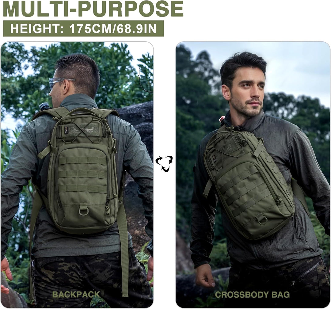 Mardingtop 18L Taktischer Rucksack für Herren mit abnehmbaren Schultergurten Vielseitiger 3-in-1 Ruc