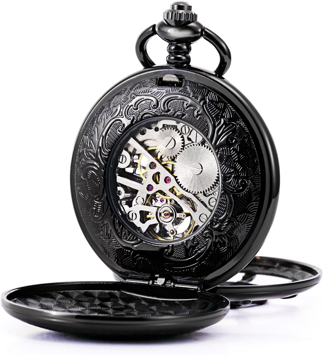 TREEWETO Taschenuhr Vintage Ruder Hohl Mechanisch Steampunk Skelett Römische Ziffern Taschenuhr mit