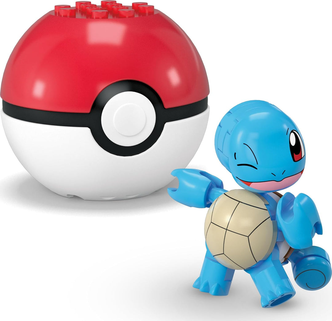 MEGA Pokémon Actionfigur Bauspielzeug-Set, Pokéball 2er-Pack, Schiggy und Tragosso mit 45 Teilen, fü