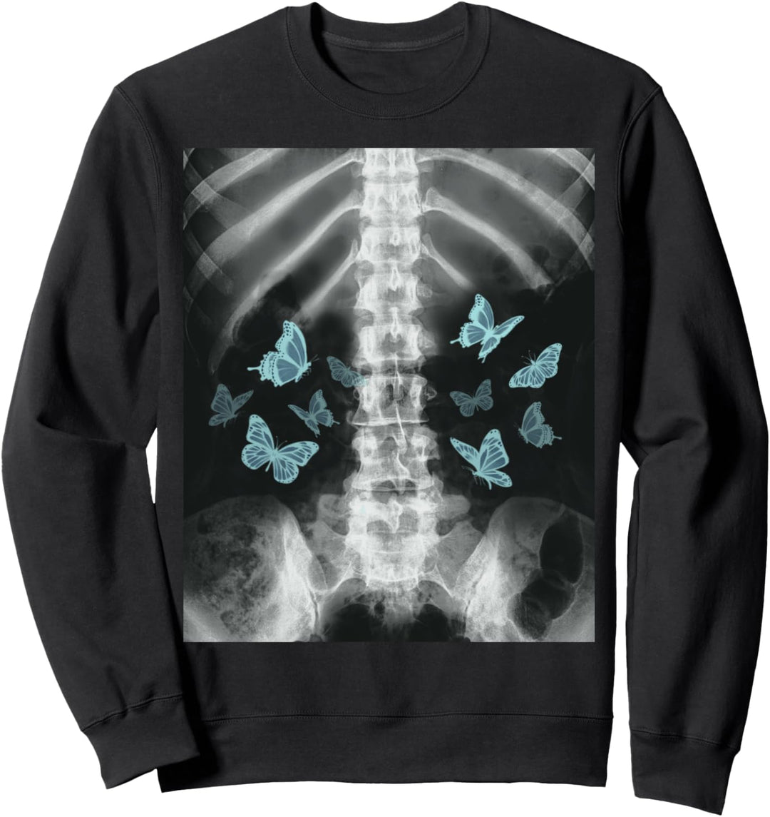 Xray Skelett Blue Butterfly Egirl y2k Harajuku Dark Grunge Sweatshirt