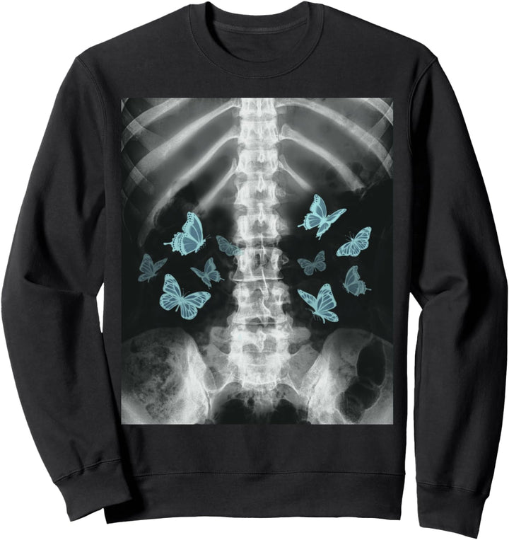 Xray Skelett Blue Butterfly Egirl y2k Harajuku Dark Grunge Sweatshirt