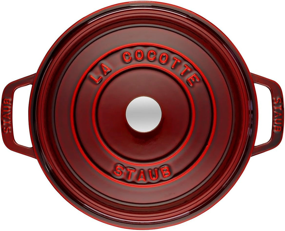 Staub 1101887 Cocotte, 18 cm rund, Bräter aus Gusseisen, grenadine