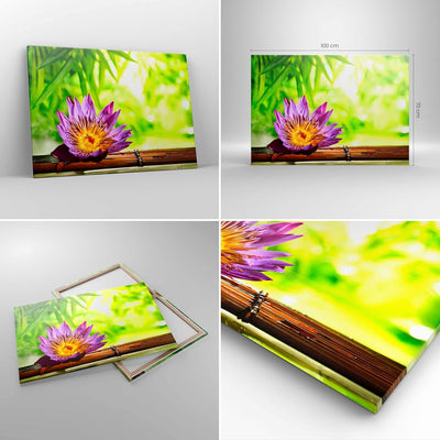 ARTTOR Bilder auf Leinwand 100x70cm Leinwandbild Asien spa bambus blume Gross Wanddeko Bild Schlafzi