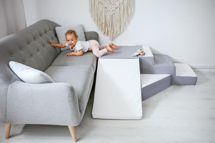 4 Grossbausteine Schaumstoffbausteine Spielbausteine Bauklötze Rutsche-Set (Farbe: cremefarben (Cord