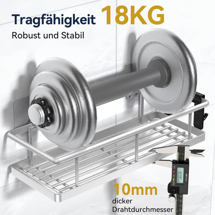 YASONIC Duschablage Ohne Bohren, 3 Stück Rostfreie Badezimmer Organizer, Schnelltrocknender Duschreg
