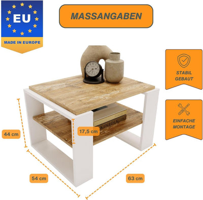 CraftPAK Wohnzimmer Tisch für Couch aus hochwertigem Holzwerkstoff, Stabiler & moderner Couchtisch m