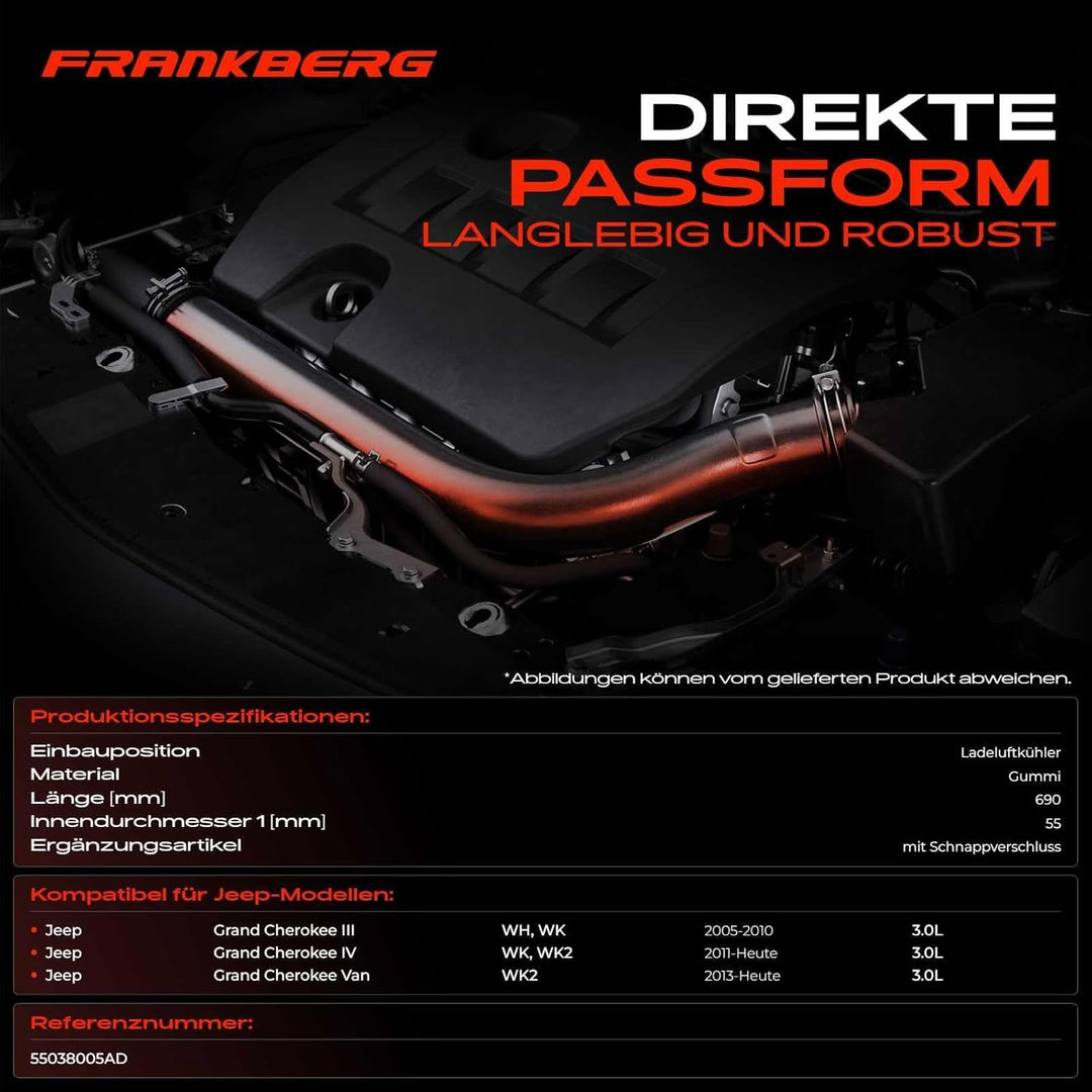 Frankberg Ladeluftschlauch Turboschlauch Kompatibel mit Grand Cherokee III 3.0L Diesel 2005-2010 Gra