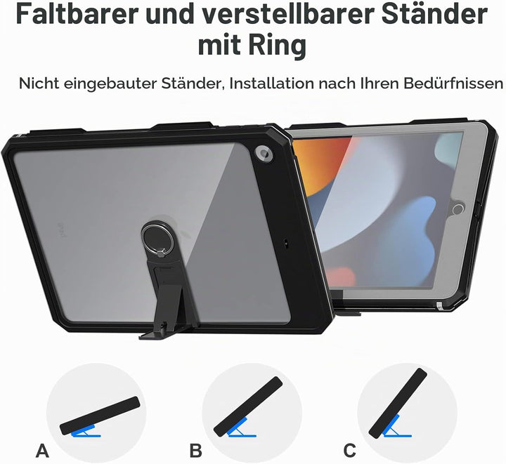 iPad 10.2 Hülle IP68 wasserdichte iPad 9th/8th/7th Generation 360 Grad Hülle 2021/2020/2019 mit Disp