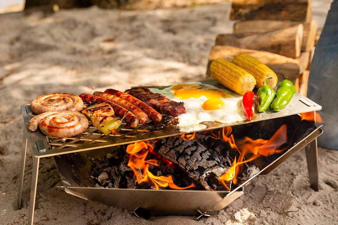 FENNEK 4 FIRE | steckbares Zubehör für Feuerschale FENNEK Hexagon | Grillplatte, Plancha, Grillrost