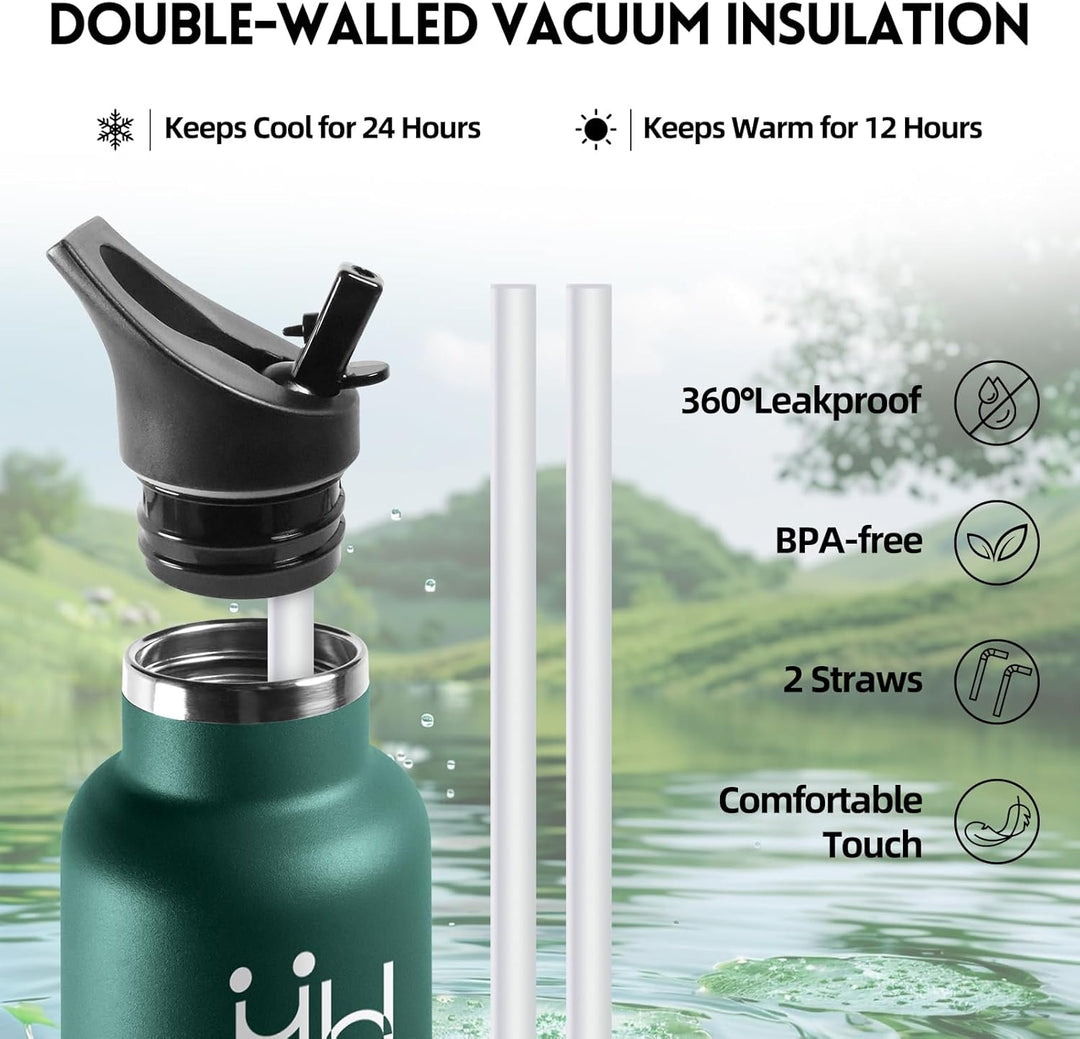HoneyHolly Trinkflasche 1L, BPA-Frei, Trinkflasche Edelstahl, Thermosflasche, Auslaufsichere Isolier