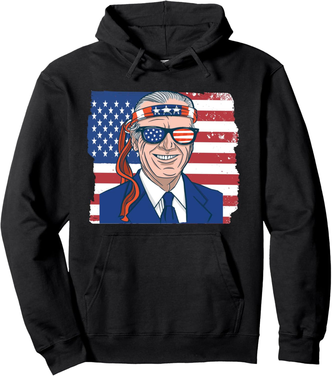 Joe Biden 4th of July patriotic vintage American flag Pullover Hoodie