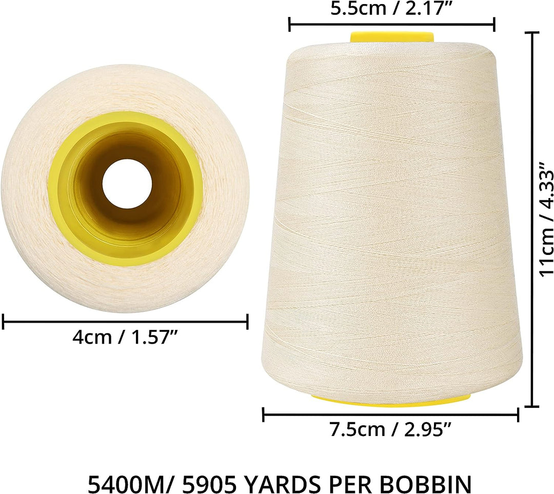 Curtzy Nähgarn Set Polyester Nähgarn Nähmaschine in Beige (4 Stk) – 11cm Garn für Nähmaschine Faden