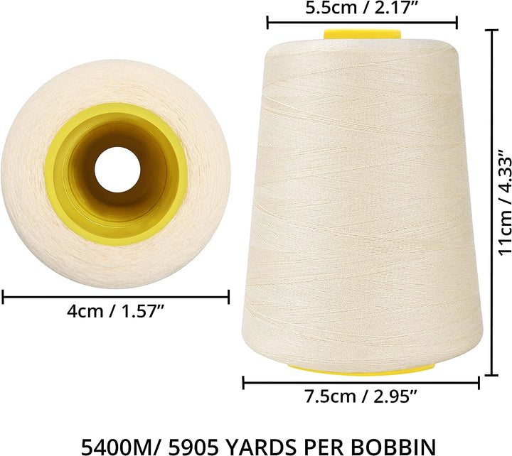 Curtzy Nähgarn Set Polyester Nähgarn Nähmaschine in Beige (4 Stk) – 11cm Garn für Nähmaschine Faden