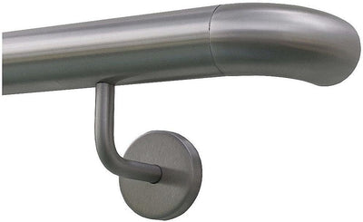 TIBU Handlauf Geländer Edelstahl Ø 42,4 mm - Länge 80 cm - Ende Bogen zur Wand und gewinkelte Halter