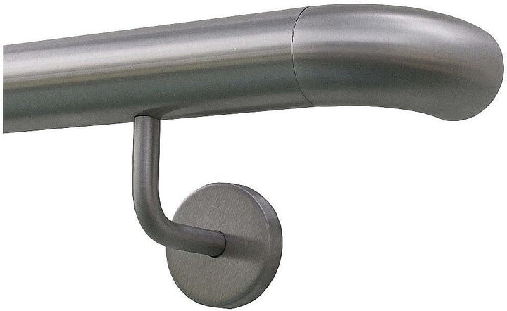 TIBU Handlauf Geländer Edelstahl Ø 42,4 mm - Länge 80 cm - Ende Bogen zur Wand und gewinkelte Halter