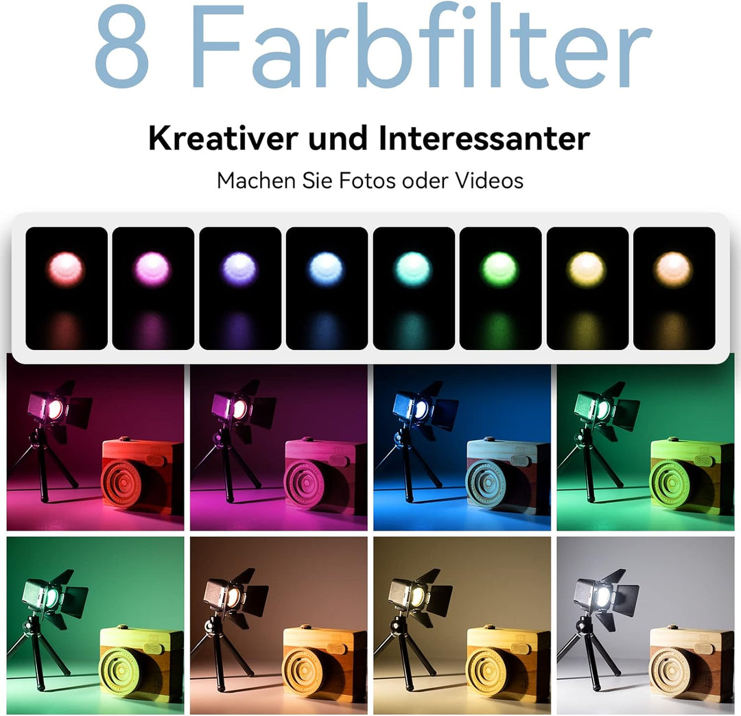 SMALLRIG LED VideoLicht, Led Video Light Mini, Regenfeste Beleuchtungsset Mini Cube mit 8 Farbfilter