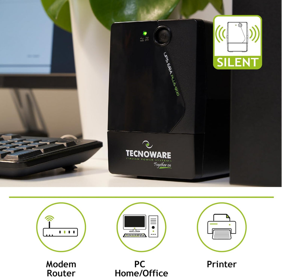 Tecnoware Power Systems - UPS ERA PLUS 900, 900 VA, Schutz vor Stromausfällen und Spannungsspitzen,