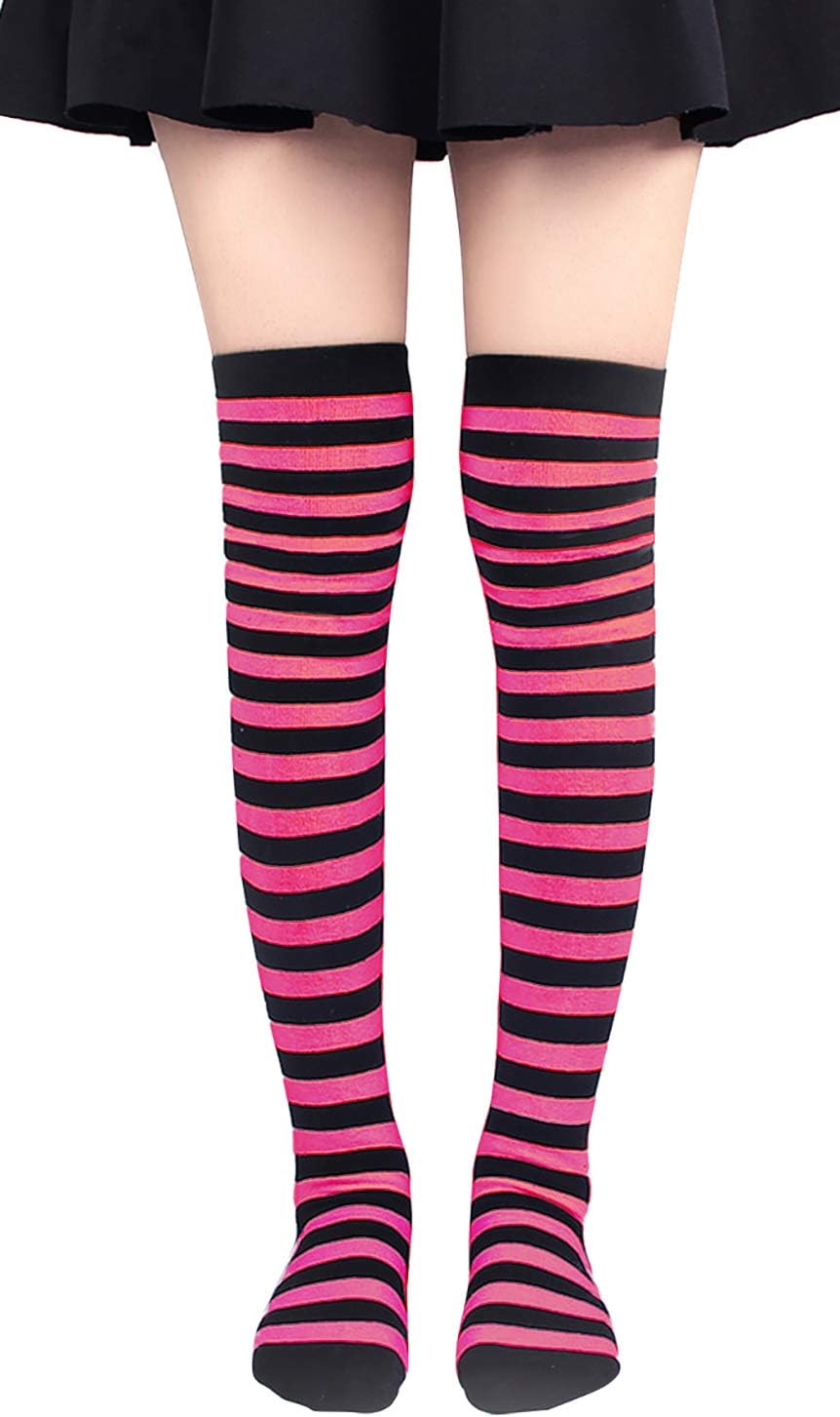 Bienvenu Damen Langer Armwärmer im Punk-,Gothic- und Rock-Stil,fingerlose Handschuhe Fuchsia, Fuchsi