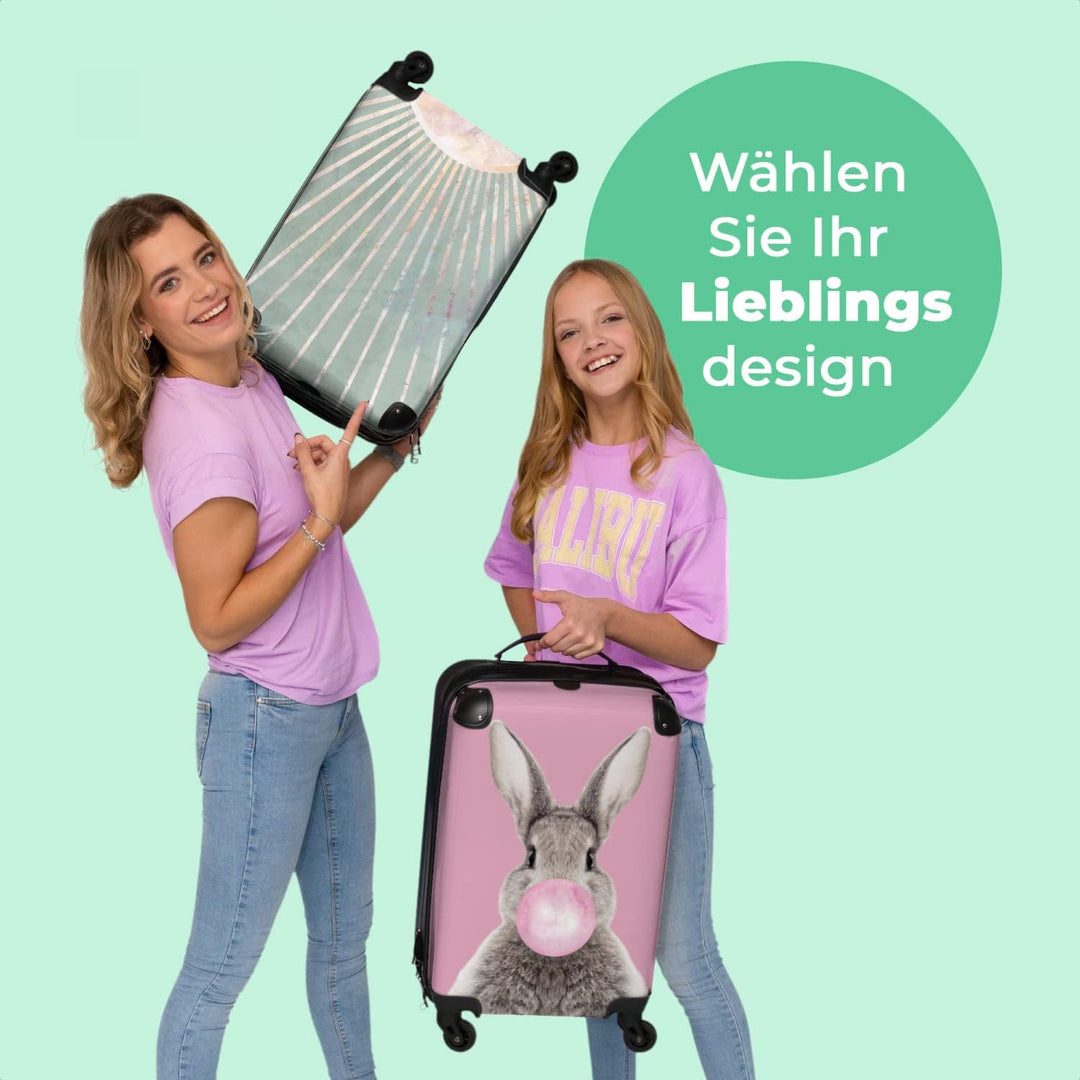 NoBoringSuitcases.com® Koffer Handgepäck Trolley Rollkoffer Kleine Reisekoffer mit 4 Rollen - Grün -