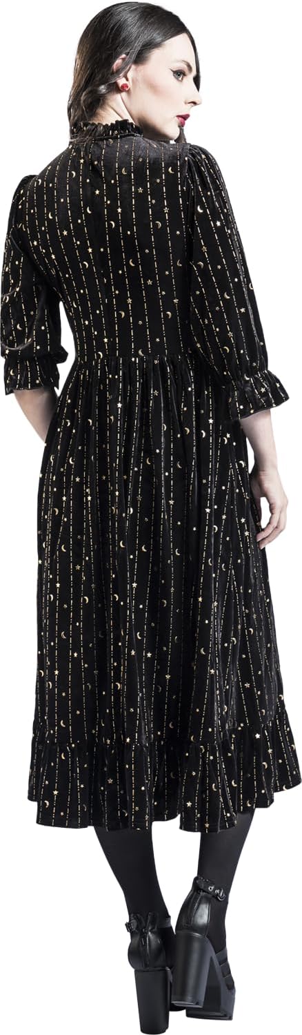 Hell Bunny Galactica Dress Frauen Mittellanges Kleid schwarz XL Schwarz, XL Schwarz